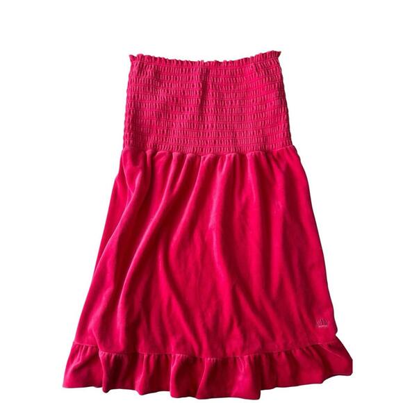 Juicy Couture Dresses & Skirts - Vintage Y2K Juicy Couture Pink Velour Strapless Beach Royalty Dress XXL EUC